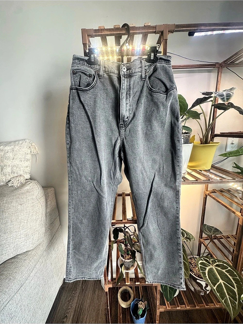 Abercrombie & Fitch Curve Love Ultra High Rise Ankle Straight Jean Jeans Gray